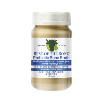 Best of the Bone Bone Broth Beef Concentrate Probiotic Bio-Fermented Coconut Lemon Myrtle Turmeric Papaya Leaf 390g
